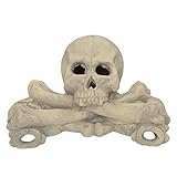 Stanbroil Imitated Human Skulls and Bones Gas Log Decoration, Halloween Decor for Indoor and Outdoor Fireplaces and Fire Pits, 1-Pack, White - Patent Pending