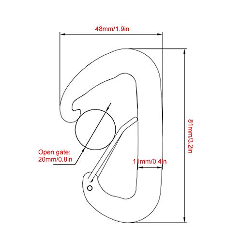 Homesen 6 PCS mosquetão 12KN mosquetão resistente para redes de acampamento caminhada mochila