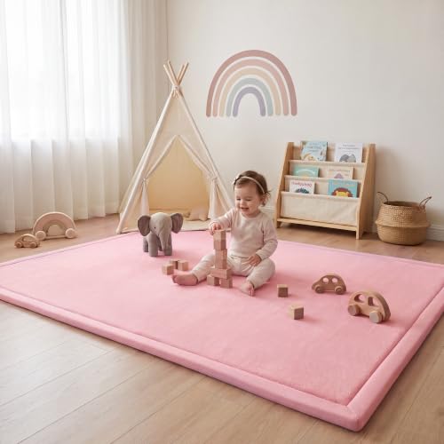 Image of 1.3 inch Thick Baby Play Mat for Floor,39x59 Memory Foam Tummy Time Mat