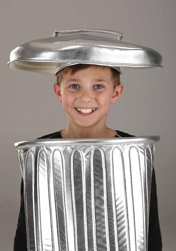 Disfraz de bote de basura infantil plateado con gorro miniatura 4