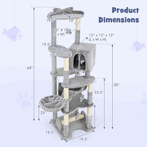 Árbol para gatos alto de 69 pulgadas multi-niveles miniatura 4