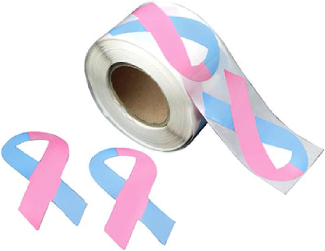Amazon.com: Pink & Blue Ribbon Stickers for Birth Defects Awareness ...