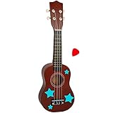 alles-meine.de GmbH Kinder - Gitarre/Ukulele - aus Holz - Motiv & Farbwahl - dunkel braun & türkis Sterne - hochwertige Konzertgitarre - 55 cm - Klassik - akustische - Kindergi..