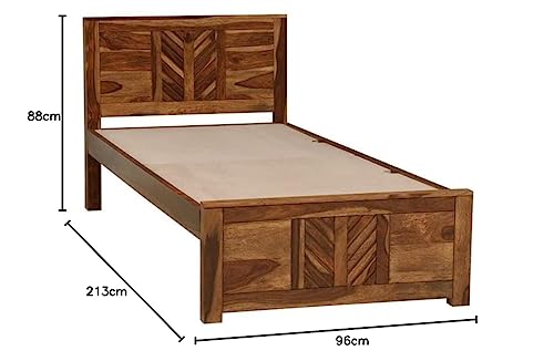 Image of Wudniture Solid Sheesham Wood Single Bed I Sheesham Wood Single Size Bed-Brown Finish