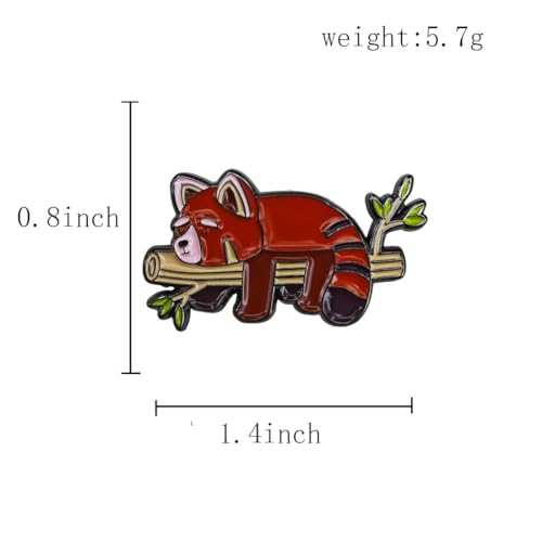 Image of Cute Red Panda Enamel Pin for Hats, Bags and Accessories - Cartoon Animal Brooches, Unisex Pin