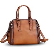 Genuine Leather Handbags Satchel for Women Purse Vintage Handmade Top-Handle Handbag Crossbody Shoulder Bag (Brown)