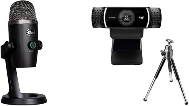 Blue Yeti Nano Premium USB Mic for Recording, Streaming, Gaming, Podcasting on PC and Mac, Condenser Microphone with Blue VO!CE Effects - Black & Logitech C922 Pro Stream Webcam - Black