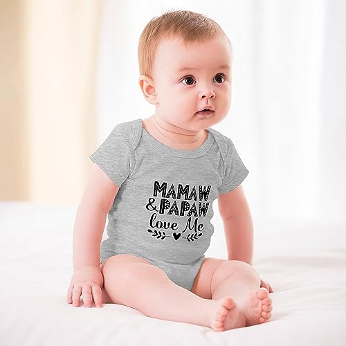 Mamaw And Papaw Love Me New Baby Born Clothes Short Sleeve Plain White Romper White Clothes Baby Girl 0-3 Month3