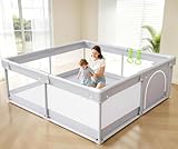 Julrrimg Petit Parc Bebe 120×120 cm   Parc Enfant Avec Ventouses, Stable Parc De Jeu BéBé Maille Respirante pour Appartement