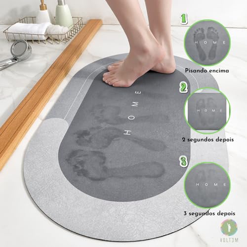 Tapete Mágico Oval Antiderrapante Para Banheiro Super Absorvente Não Escorrega Secagem Rápida Para C