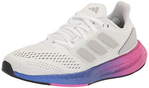 adidas Women's Pureboost 22 Sneaker, White/Grey/Lucid Fuchsia, 8