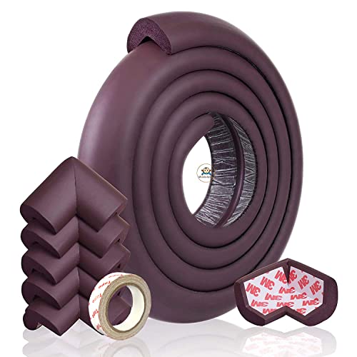Edge Protector for Baby Corner Guard Edge & Corner Guards [6.5ft Edge + 6 Corner] -10s to Install- Premium High Density Baby Proof Table Protector-Corner Cushion and Edge Safety Bumpers - Brown