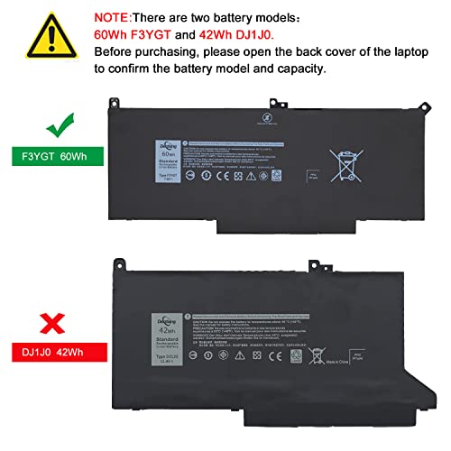 Dentsing 60Wh F3Ygt Laptop Battery For Dell Latitude 12 7000 7280 7290/13 7000 7380 7390 P29S002/14 7000 7480 7490 P73G002 Series Dm3Wc Dm6Wc 2X39G Kg7Vf 451-Bbye 453-Bbcf 7.6V 4 Cells #TOP2