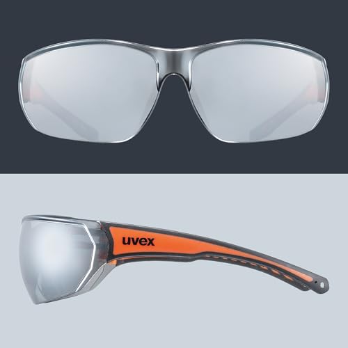 Foto von uvex sportstyle 204 - Sportbrille für Damen und Herren - 100% UVA-, B, C Schutz - druckfreier Sitz & perfekter Halt - black orange/silver - one size