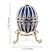 BestPysanky Blue Enamel Jeweled Royal Inspired Metal Easter Egg 3.25 Inches