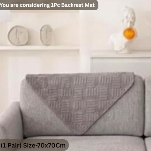 Image of HOMETHREADS Innovative Premium Velvet Sofa Cover Mat with PVC Backing for Non-Slip Comfort (L Grey, 1Pc Backrest | 70x70cm)