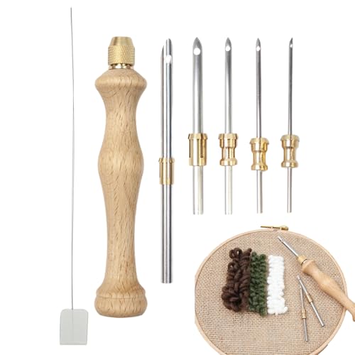 Generico Bordado De Aguja Mágica | Kit Bolígrafo De Bordado Con Punzones - Herramientas De Hooking Costura Artesanía Con Hilo Arte De Alfombra Para Adultos Principiantes Y Proyectos De Punto De Cruz Y