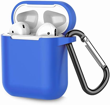 Coffea Protective Silicone Case with Keychain for Apple AirPods 1 & 2 (Front LED Not Visible) (Blue)