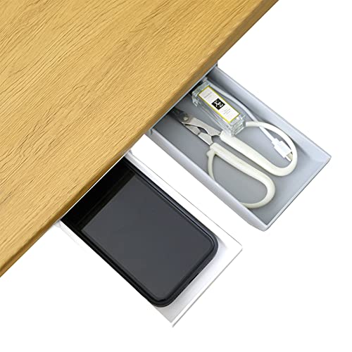 (2 Pack) Under Desk Drawer, Premium Under Desk Storage, Hidden Under Desk Storage Drawers, Desk Drawers With Self-Adhesive Glue, Suitable For Office, Home-Use, School (White/Gray) #TOP6