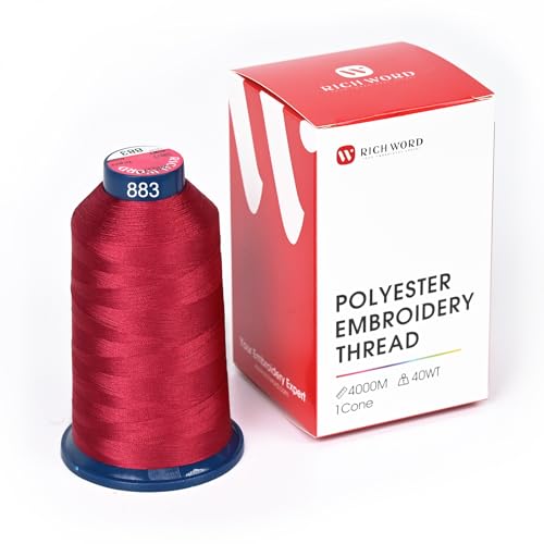 Image of Poolin Polyester Machine Embroidery Thread 4000M 40WT Burgundy 0883 | Smooth Feeding with Stable Tension for Clean, Consistent Stitching on Home and Commercial Embroidery Machines