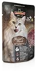 16 x 85g schonend gegarte Fleischmahlzeit für Katzen in praktische Einzelportionen, mit wertvollem Lachsöl