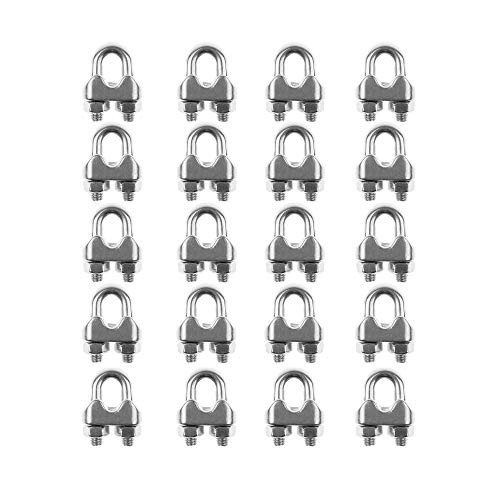 RilexAwhile Wire Rope Clip, RilexAwhile M3 Stainless Steel Wire Rope Cable Clip Clamp, Cable Wire Cord Clips, for Cable Management, Wire Mounting Clips