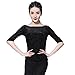 HYNNYH Tango Basic T Shirt Cha Cha Salsa Basic Top Women's Velvet Latin Training Fitted Blouses Slim Fit Ballroom Dancewear,d,L