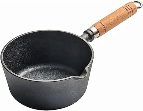 岩鉄鉄器 鋳物 揚げ鍋 ミニ鋳鉄鍋 南部鉄器 耐久性 木製ハンドル 鉄鍋 鉄製片手鍋 ミルクパン 非シリコン塗装 シリコーン塗装無し 小型オムレツパン ミルクポット ガス火専用 ホテル レストラン 家庭キッチン 店舗用 業務用ハンドル 鉄分補給 蓄熱性 調