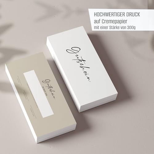 Gutscheinkarten zum Selbstausfüllen (40er Set) | Blanko Gutschein zum Ausfüllen als Vorlage für Massage, Kosmetik, Friseur und Andere - Gutscheinvorlagen Neutral