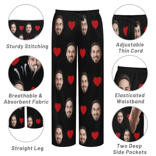 Custom Pajama Pants for Man Woman, Personalized Photo Lounge Pant Custom Face Pajama Pants Funny Lounge Pant4