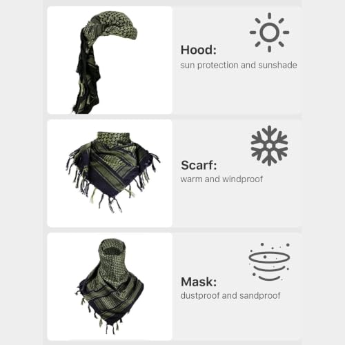 Image of Cotton Shemagh Keffiyeh Scarf - Lightweight Tactical Desert Head Neck Wrap, Sun Protection Outdoor Scarf for Summer Hiking