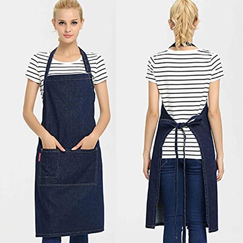 Delantales de Estilista para Mujeres con Bolsillos Delantales de Mezclilla para Hombres Delantal de Parrilla de Barbacoa Sin Mangas para restaurantes Barista