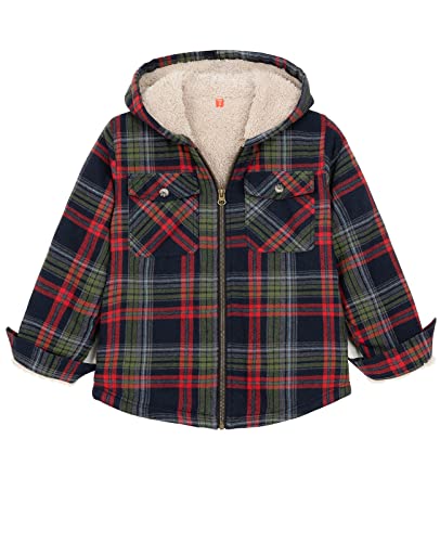 Image of ZENTHACE Boys Sherpa Fleece Lined Flannel Jacket