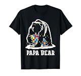 Funny Papa Bear Autism Awareness Autism Matching Family Dad T-Shirt