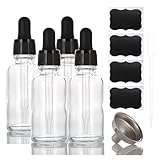 ALIFEIA 1 oz Glass Dropper Bottles,4 Pack 30ml Empty Reusable Leak Proof Thick Tincture Bottles for Essential Oils,Hair Oil,Liquids,Laboratory,Pharmacist Bottle,Massage,Perfumery Aromatherapy