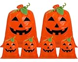 Maitys 18 Pcs Halloween Pumpkin Lawn Leaf Bags with Felt Leaves Twist Ties Reusable Plastic Trash Bags Yard Fall Leaf Waste Bag for Lawn Garden Halloween Party Decorations