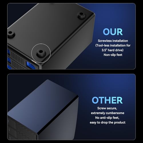 Image of CENMATE 3 Bay Hard Drive Enclosure with Cooling Fan for 2.5 inch /3.5 inch SATA HDD /SSD with USB A /C 3.0, Support 60TB, Hot Swappable, Daisy Chain Expansion, Tool-Free HDD Enclosure, DAS(NO RAID /NAS)