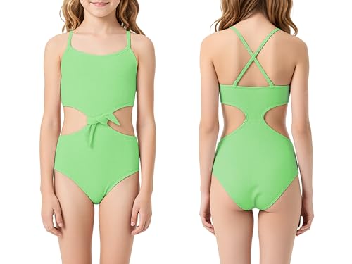 Image of Dvenki Girls Cutout One Piece Swimsuit Adjustable Straps Sizes 6X-16