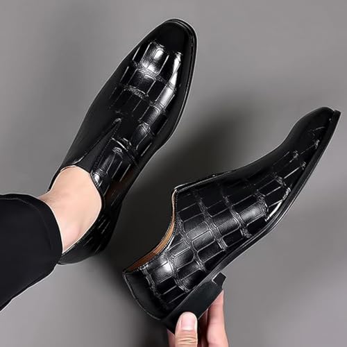 Men's Casual Business Formal Leather Shoes - Elastic Slip-On Driving Dance Wedding Fashion Dress Shoes4