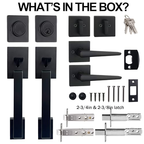 HISAFE Matte Black Double French Door Handle Set, Halifax Exterior Door Lockset with Deadbolt&Lever, Reversible for Left&Right Handed - Image 5