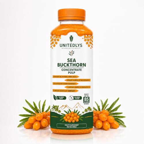 Image of 100% Pure & Sugar Free Himalayan Sea Buckthorn Juice 500ml | Rich in Vitamin C, Plant Based Vegan Omega 3 6 7 9 & Antioxidants | Original Sea Buckthorn Berry Pulp Supports Immunity, Skin Glow & Gut Health | Up to 85 Glass Juice