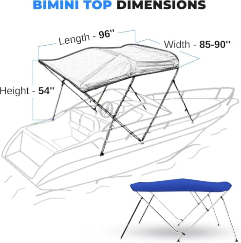 SereneLife Bimini Top,3 Bow Bimini Tops for Boats, Stainless Steel Mounting Hardware, Double-Walled Main Bow Legs for Maximum Strength, Assemble Instructions Included (Royal Blue) by SereneLife - Image 3