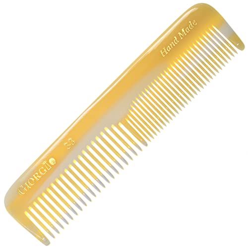Giorgio G33 Double Tooth Small Hair Pocket Comb, Fine/Wide Tooth Comb For Hair, Beard And Mustache, Coarse/Fine Hair Styling Grooming Comb For Men, Women And Kids. Saw Cut Handmade And Polished #TOP13