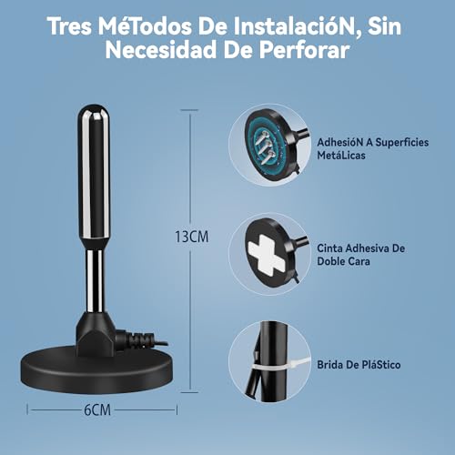 Antena TV Interior Potente, 2026 Nuevo Antena TV Interior, 500 KilóMetros De RecepcióN De Largo Alcance con 360 Grados De Espacio Muerto - imagen 6