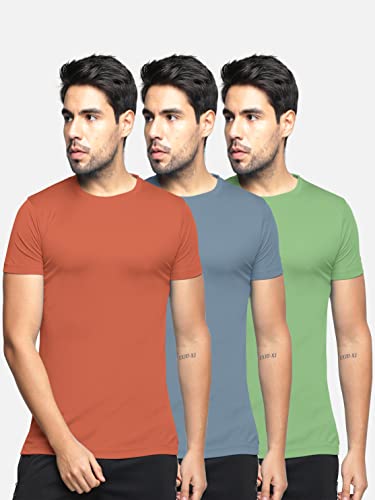 Image of BULLMER Solid Cotton Blended Half Sleeve Round Neck Tshirt for Men