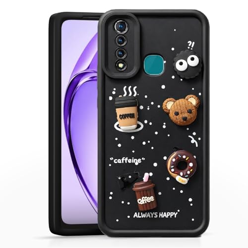 Image of Bintage case Cute Fun Taddy| 3D Ball Bear| Donut| Coffee Rubber Case Camera Protection Back Cover Compatible for Vivo Z1 Pro 4G - Black