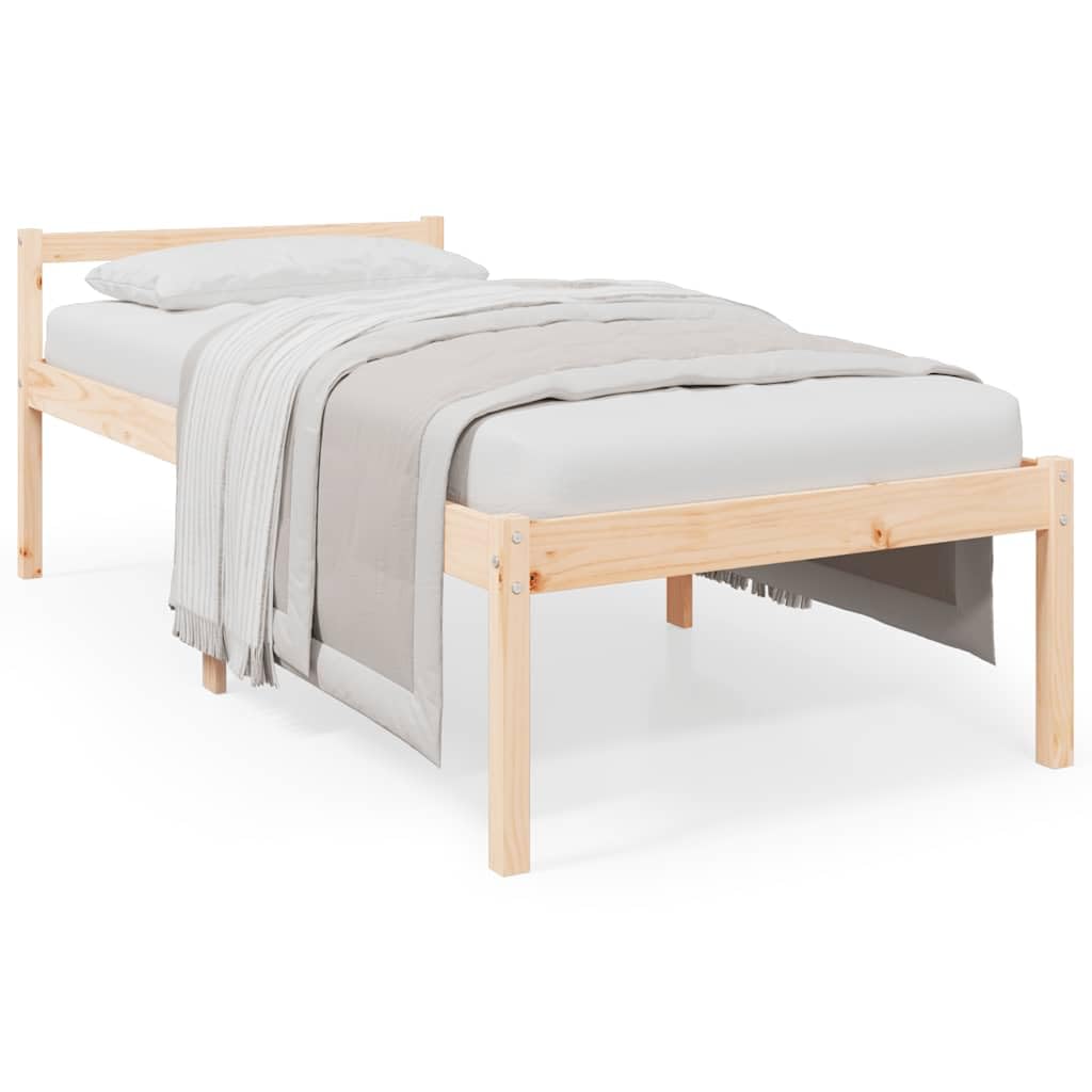 Massivholz Kiefer Bett 90x200 cm Seniorengerechtes Bett mit 45 cm Sitzhöhe, zusätzlichem Stauraum und robustem Lattenrost für bequemes EIN- und Aussteigen