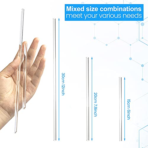 Ziivard 12 Pack Glass Stirring Rod Stir Stick With Both Ends Round Heat Resistant Laboratory Stirring Rod Coffee Stirring Tool,30Cm (15Cm/20Cm/30Cm) #TOP2
