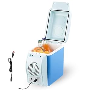 MELLYD Elektrische koeler voor kamperen, 7,5 l, auto 12 v, geluidsarme elektrische koeler, met koel- en verwarmingsfunctie, elektrische Rv-koelkast, voor alle 12V-voertuigen