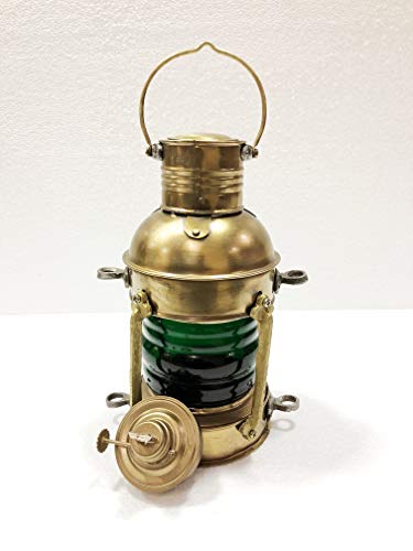 Nautical - Lámpara de Barco Antigua, 25,4 cm, diseño de Barco, Color Verde